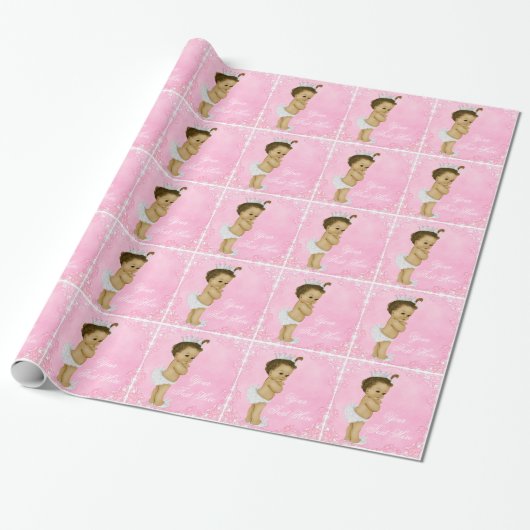 Vintages Pink Baby Girl Wrapping Paper Geschenkpapier (Ungerollt)