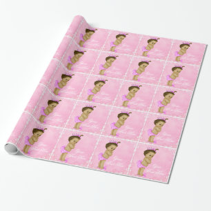 Vintages Pink Baby Girl Wrapping Paper Geschenkpapier