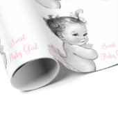 Vintages Pink Baby Girl Wrapping Paper Geschenkpapier (Rolleneckpunkt)