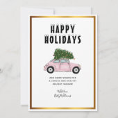 Vintages Pink Car Weihnachtsbaum Bewegung Ankündigung (Rückseite)