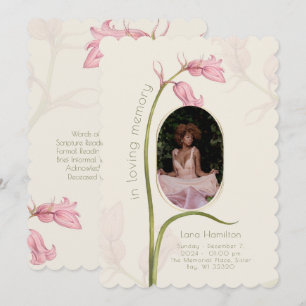 Vintages Pink Floral Foto Beerdigung Programm