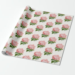 Vintages Pink Hydrangea Blumenmuster Geschenk Geschenkpapier