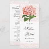Vintages Pink Hydrangea Hochzeitsprogramm Programm (Vorne/Hinten)