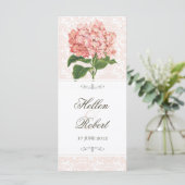 Vintages Pink Hydrangea Hochzeitsprogramm Programm (Stehend Vorderseite)
