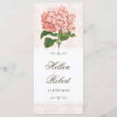 Vintages Pink Hydrangea Hochzeitsprogramm Programm (Vorderseite)