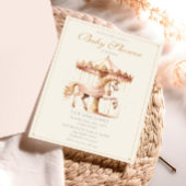 Vintages Pink Karussell Wasserfarbe Kinderdusche Einladung