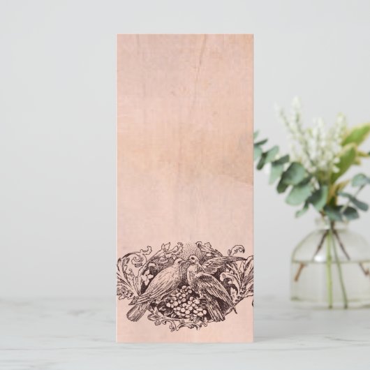 Vintages Pink Lovebirds-Hochzeitsprogramm Programm (Stehend Vorderseite)