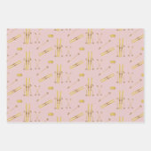 Vintages Pink-Pink-Skimuster Geschenkpapier Set (Vorderseite)