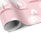 Vintages Pink Snow Globe Weihnachtswrapper Geschenkpapier (Rolleneckpunkt)