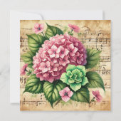 Vintages Pink und grünes Hydrangea-Scrapbook Einladung (Rückseite)