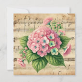 Vintages Pink und grünes Hydrangea-Scrapbook Einladung (Vorderseite)