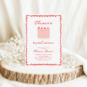 Vintages Pink-und Rot-Scribble-Brautparty Einladung