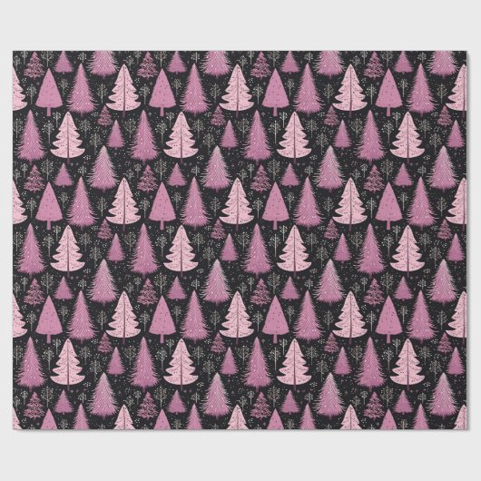 Vintages Pink Weihnachtsbaumwrapping Paper Geschenkpapier (Flach)