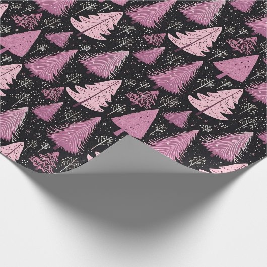 Vintages Pink Weihnachtsbaumwrapping Paper Geschenkpapier (Ecke)