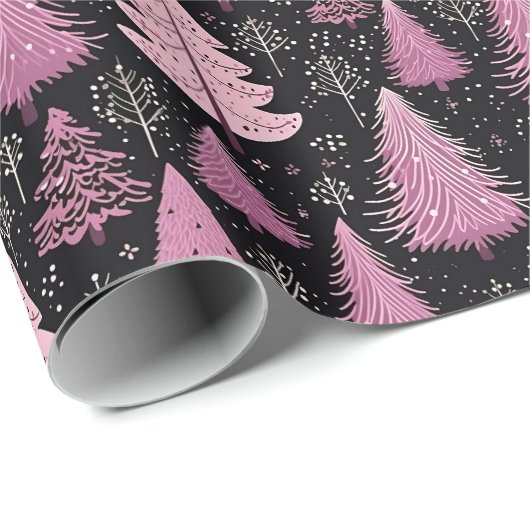 Vintages Pink Weihnachtsbaumwrapping Paper Geschenkpapier (Rolleneckpunkt)