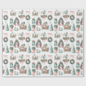 Vintages Pink Weihnachtsmuster Geschenkpapier (Flach)