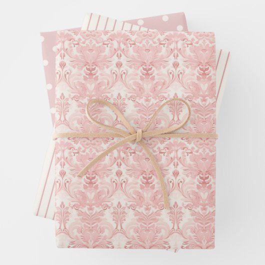 Vintages Pink Weihnachtswackelpapier Geschenkpapier Set (Beispiel)