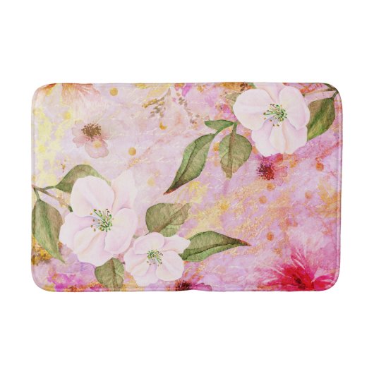 Vintages, pinkfarbenes Aquarellskript Badematte (Vorderseite)