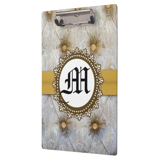 Vintages Pintuckgewebe Monogram Erstklammer Klemmbrett (Links)