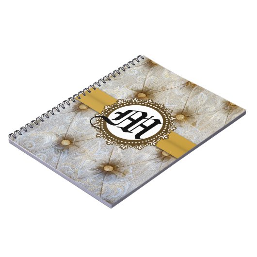 Vintages Pintuckgewebe Monogram Erstnotiert Buch (Linke Seite)