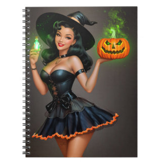 Vintages Pinup Halloween-Notebook Notizblock