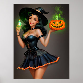 Vintages Pinup Halloween Poster