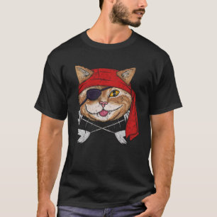 Vintages Pirate Cat Fun Kitten Cross Bones Hallowe T-Shirt