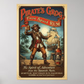 Vintages Pirate-Gewürz-Rum-Werbeplakat Poster (Vorne)