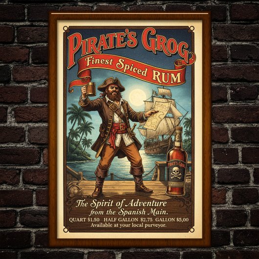 Vintages Pirate-Gewürz-Rum-Werbeplakat Poster