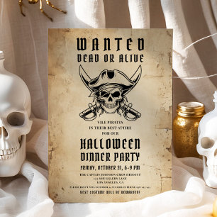 Vintages Pirate Skull Halloween Abendessen Party Einladung
