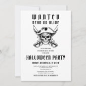 Vintages Pirate Skull Halloween-Party Einladung (Vorderseite)
