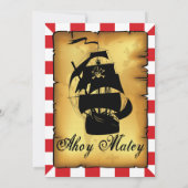 Vintages Piraten-Party, Einladung zum Geburtstag. (Rückseite)