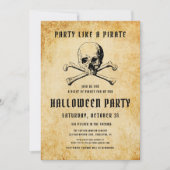 Vintages Piraten-Party Skull & Bones Halloween Einladung (Vorderseite)
