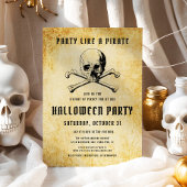 Vintages Piraten-Party Skull & Bones Halloween Einladung