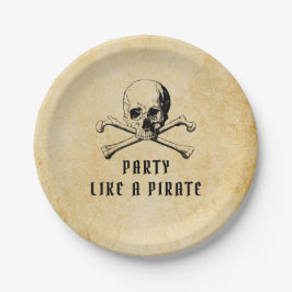 Vintages Piraten-Party Skull & Bones Halloween Pappteller