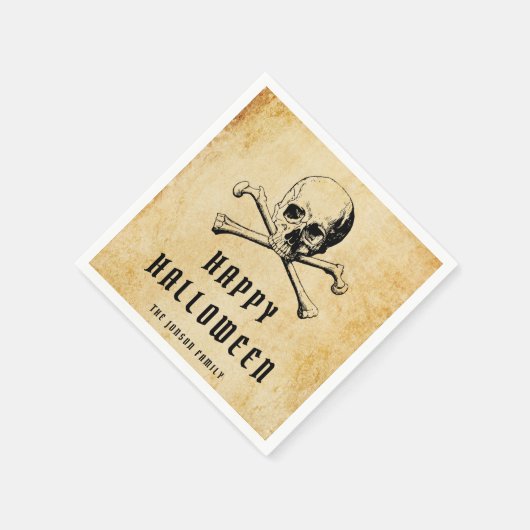 Vintages Piratenschädel und KnochenHalloween Serviette (Ecke)