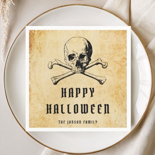 Vintages Piratenschädel und KnochenHalloween Serviette