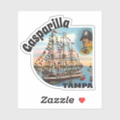 Vintages Piratenschiff aus Gasparilla Aufkleber (Blatt)
