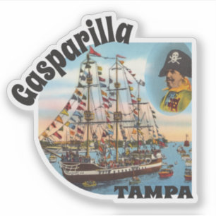 Vintages Piratenschiff aus Gasparilla Aufkleber