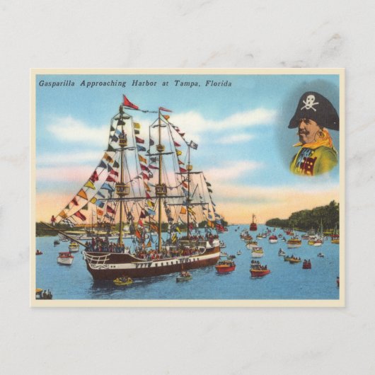 Vintages Piratenschiff aus Gasparilla Postkarte (Vorderseite)