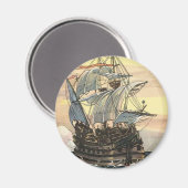 Vintages Piratenschiff, Galleon-Segeln auf dem Oze Magnet (Vorderseite/Rückseite)