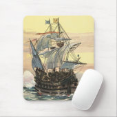 Vintages Piratenschiff, Galleon-Segeln auf dem Oze Mousepad (Mit Mouse)