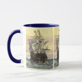 Vintages Piratenschiff, Galleon-Segeln auf dem Oze Tasse (Links)