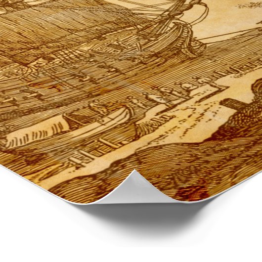 Vintages Piratenschiff Poster (Ecke)