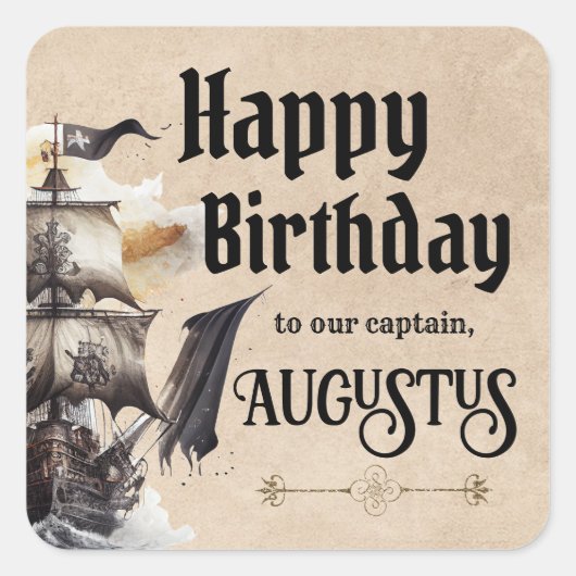 Vintages Piratenschiff Quadratischer Aufkleber (Vorderseite)