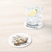 Vintages Piratenschiff Runder Pappuntersetzer (Vor Ort)