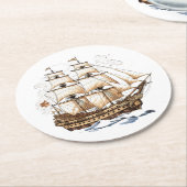 Vintages Piratenschiff Runder Pappuntersetzer (Angewinkelt)