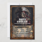 Vintages Piratenschwarzes Halloween-Party Einladung (Vorderseite)
