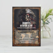 Vintages Piratenschwarzes Halloween-Party Einladung (Stehend Vorderseite)