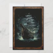 Vintages Piratenschwarzes Halloween-Party Einladung (Rückseite)